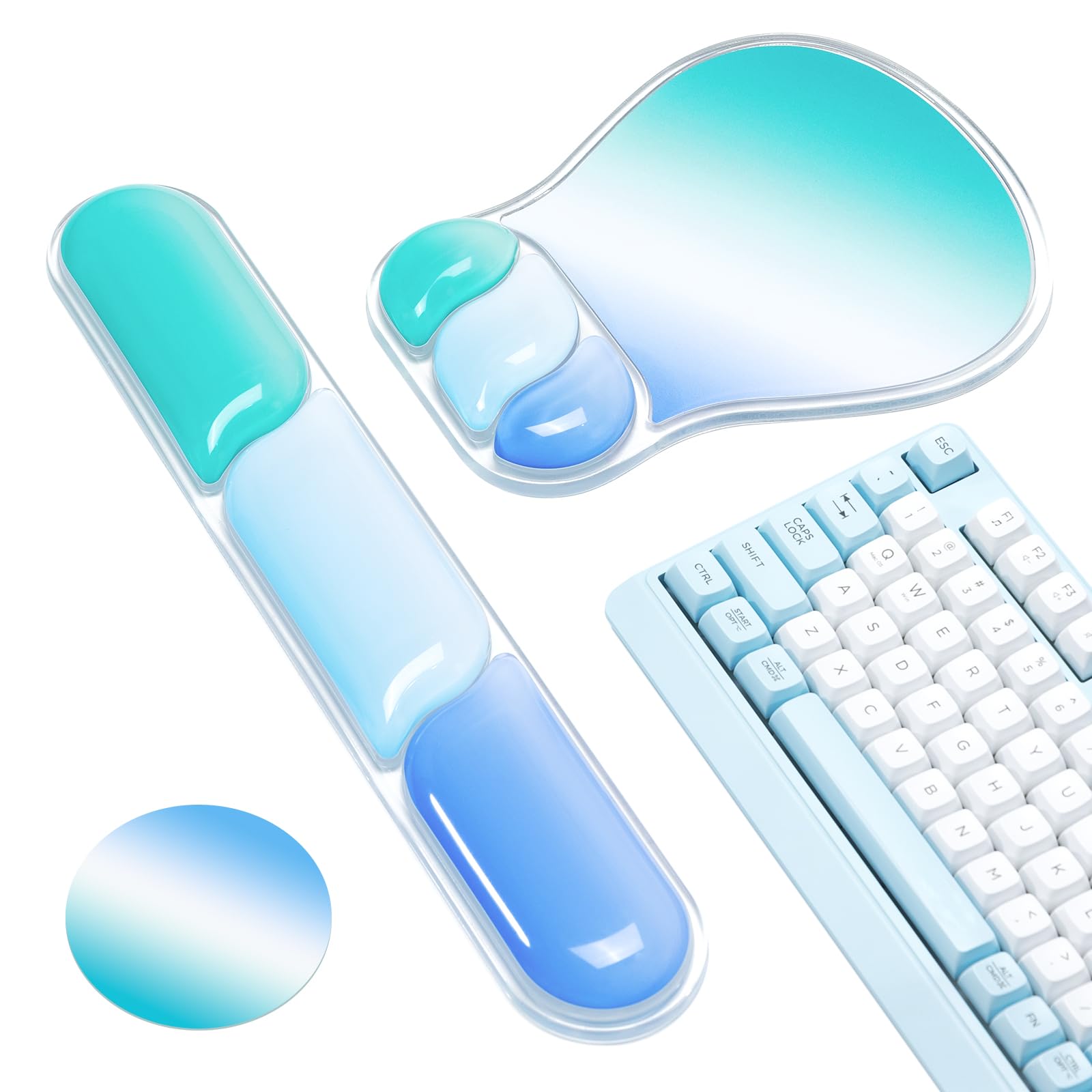 Ospelelf Mouse Pad with Wrist Rest Set Gel Ergonomic Keyboard Wrist Support Anti-Slip Rubber Bottom Office Women Desk