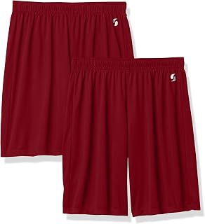 Soffe Boys' Interlock Short, Cardinal (2 Pack), Small