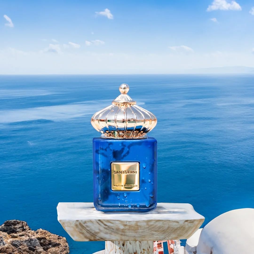 Matin Martin Santorini for Unisex - Arabian Perfume for Women & Men - Long Lasting Spicy Woody Fragrance with Citrus, Floral, Musk, Fresh, Moss Notes - Arabic Cologne - Travel Size - 3.4 oz EDP Spray - Image 5