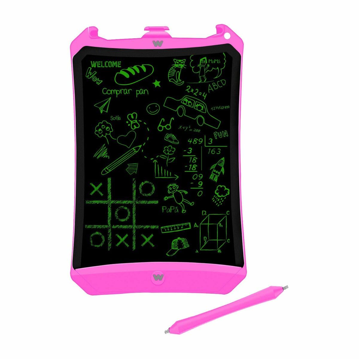 Woxter Smart Pad 90 Pink - Pizarra electrónica, Tableta de escritura de 9", Tonalidad Verde, Sensor de presión (10-200g), pila CR2016, Imanes para Nevera, color rosa — view 3