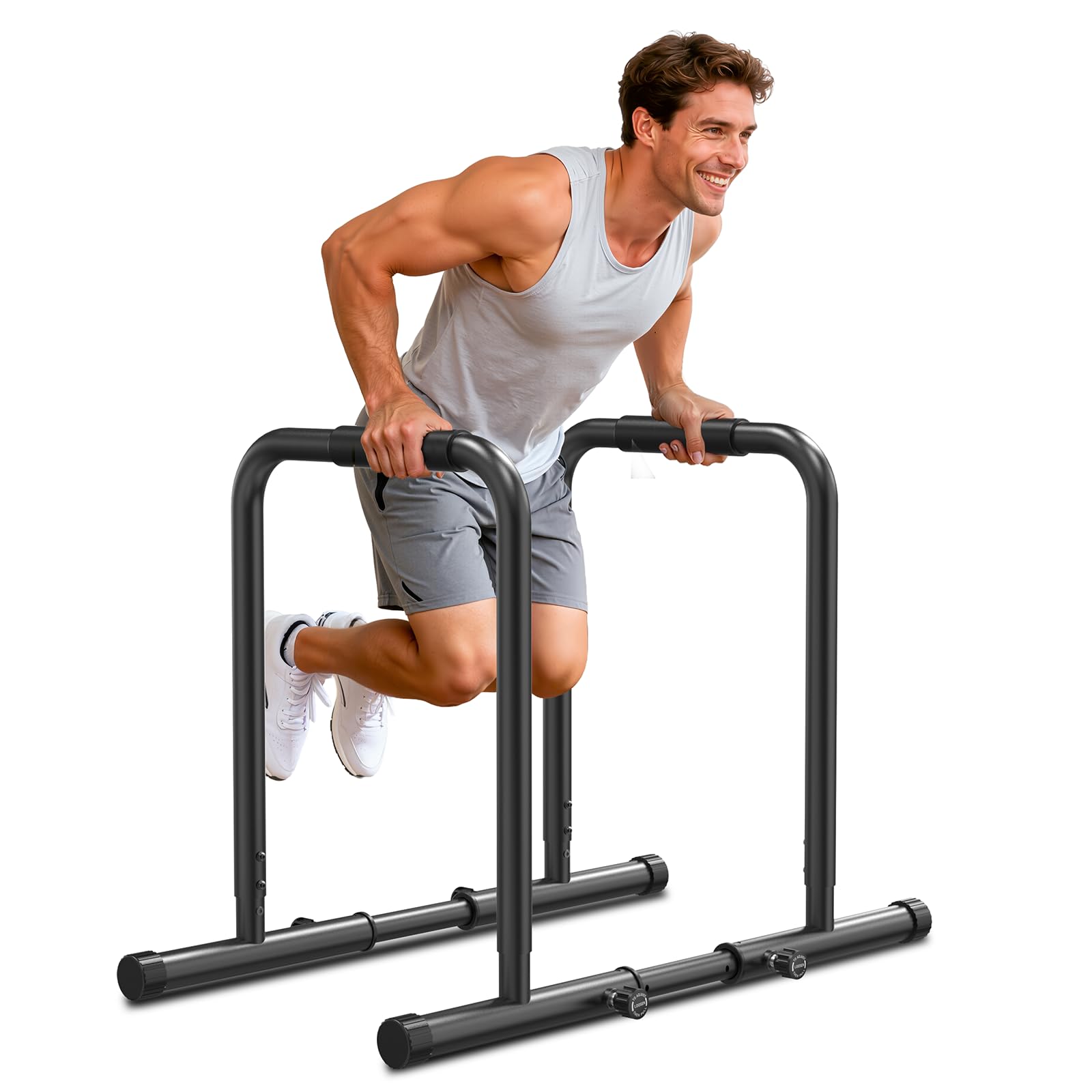 Dskeuzeew Adjustable Dip Bars, 550LBS/250KG Weight Capacity, Heavy Duty Dip Stand Parallettes for Calisthenics, Home Gym & Commercial Use