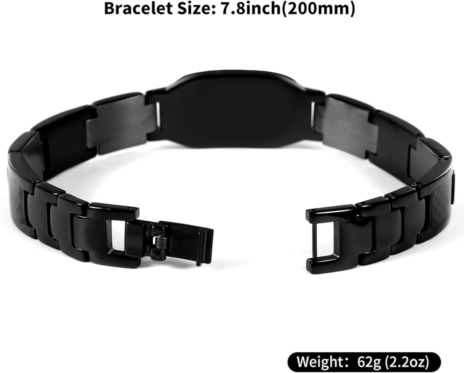 Stainless Steel Wolf Link Bracelet, Carbon Fiber Adjustable Wristband Viking Jewelry Gift for Him