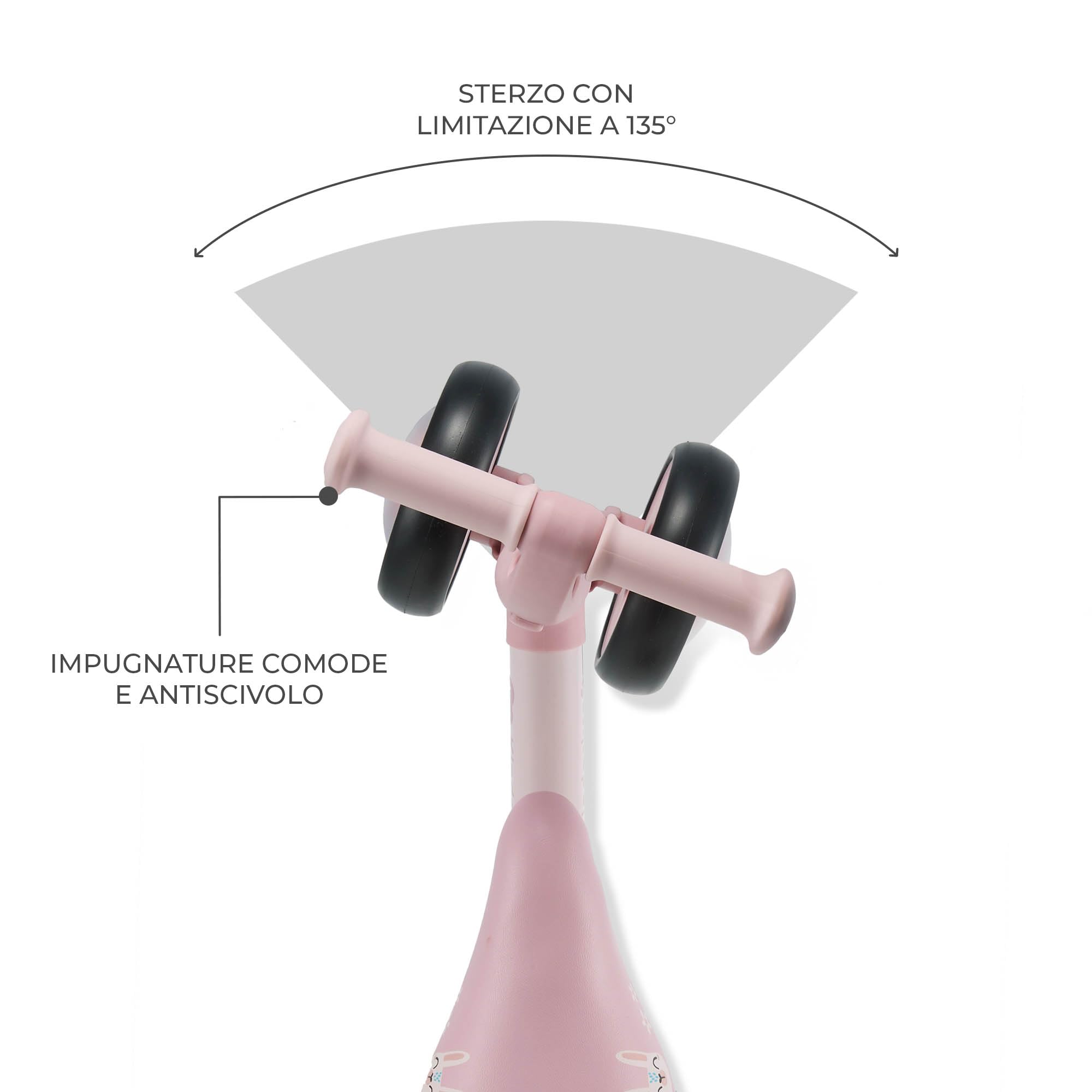 Kinderkraft CUTIE FLASH, bicicletta educativa per bambini, senza pedali, ruote con luci a LED, design moderno, costruzione sicura, per bambini a partire da 1 anno, Rosa