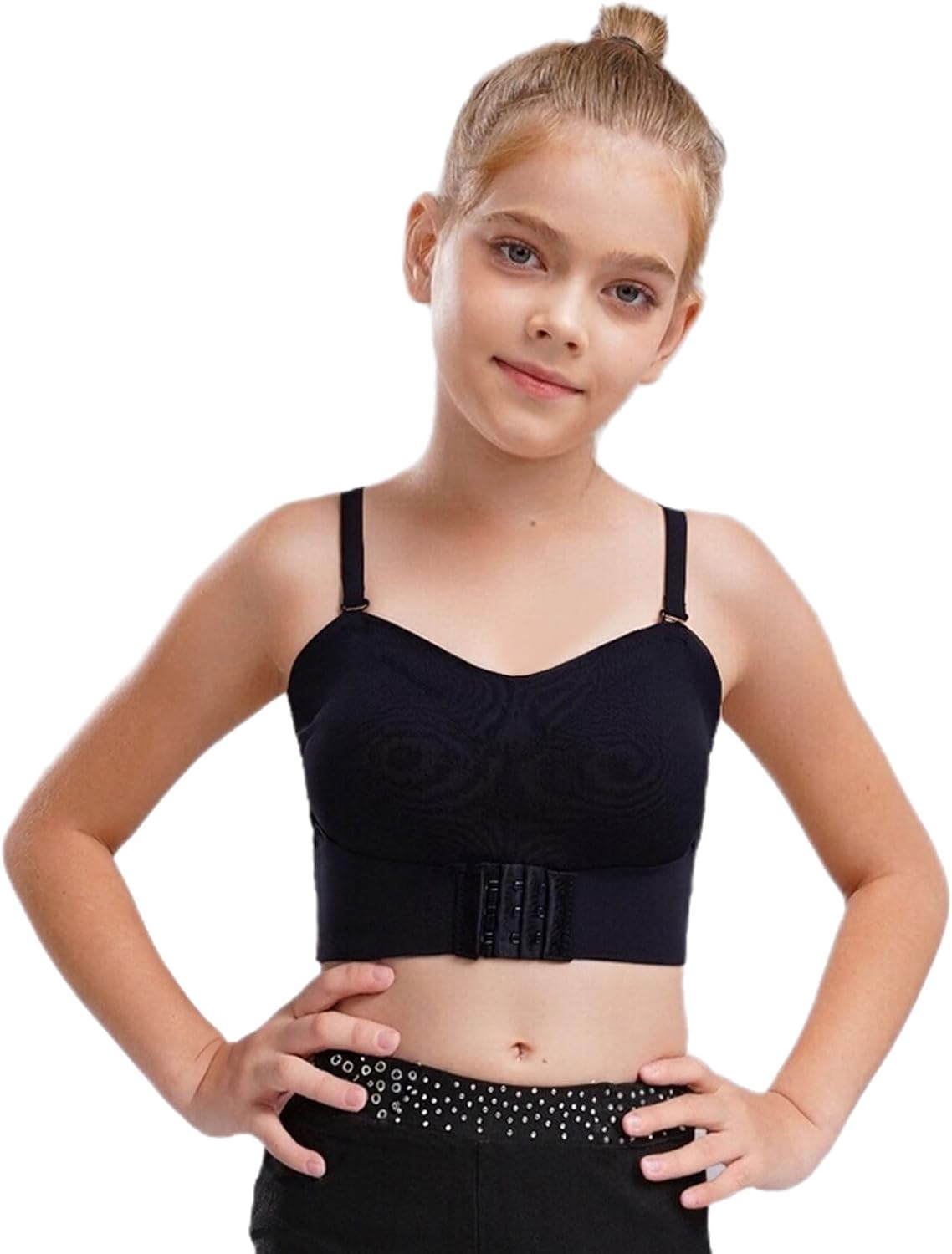 Kids Girls Yoga Sports Padded Bra Adjustable Spaghetti Straps Tube Top Floral Lace Seamless Crop Top