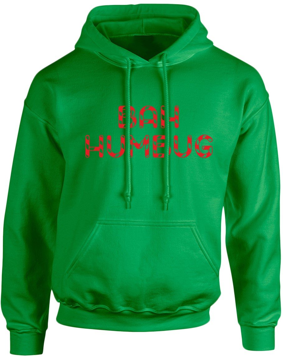 Swagwear Men's Irish Green, Irish Green Bah Humbug Christmas Xmas Unisex Hoodie 10 Colours (S-5Xl)