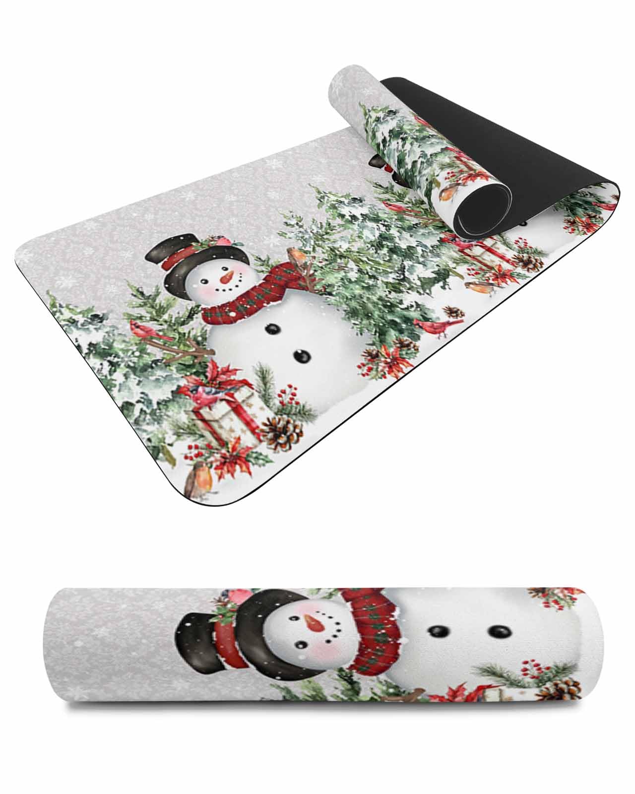 Debedcor Heat Proof Table Pads Waterproof Decorative, Gray Christmas Snowman Non-Slip Table Countertop Protector, Xmas Trees Present Snowflake Insulation Mat for Kitchen Room, 40 x 12 Inches