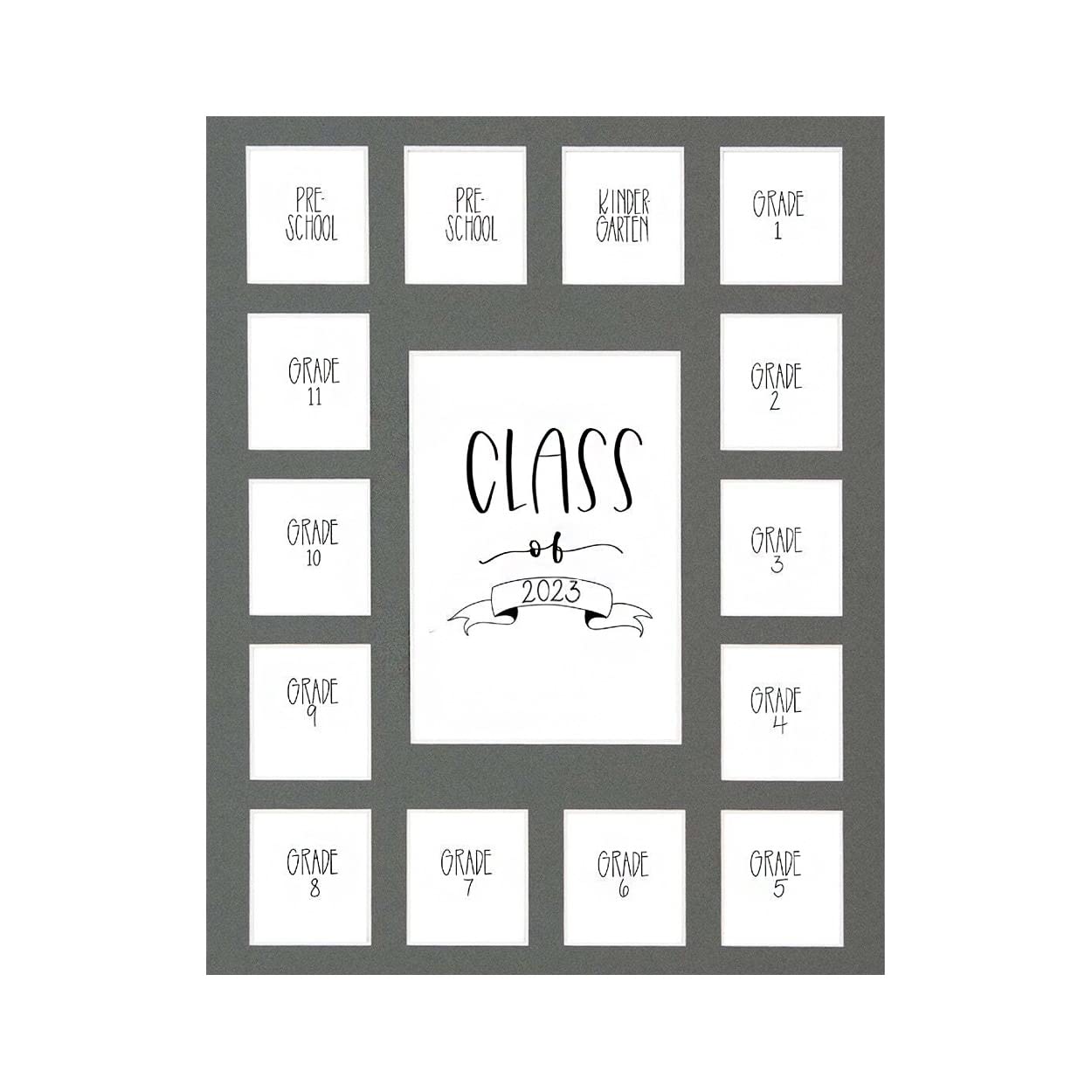 Rustic Red Door Grey Class of 2023 School Years Photo Mat (11' x 14') - 15 Photo Collage Mat for School Pictures - No Frame Included