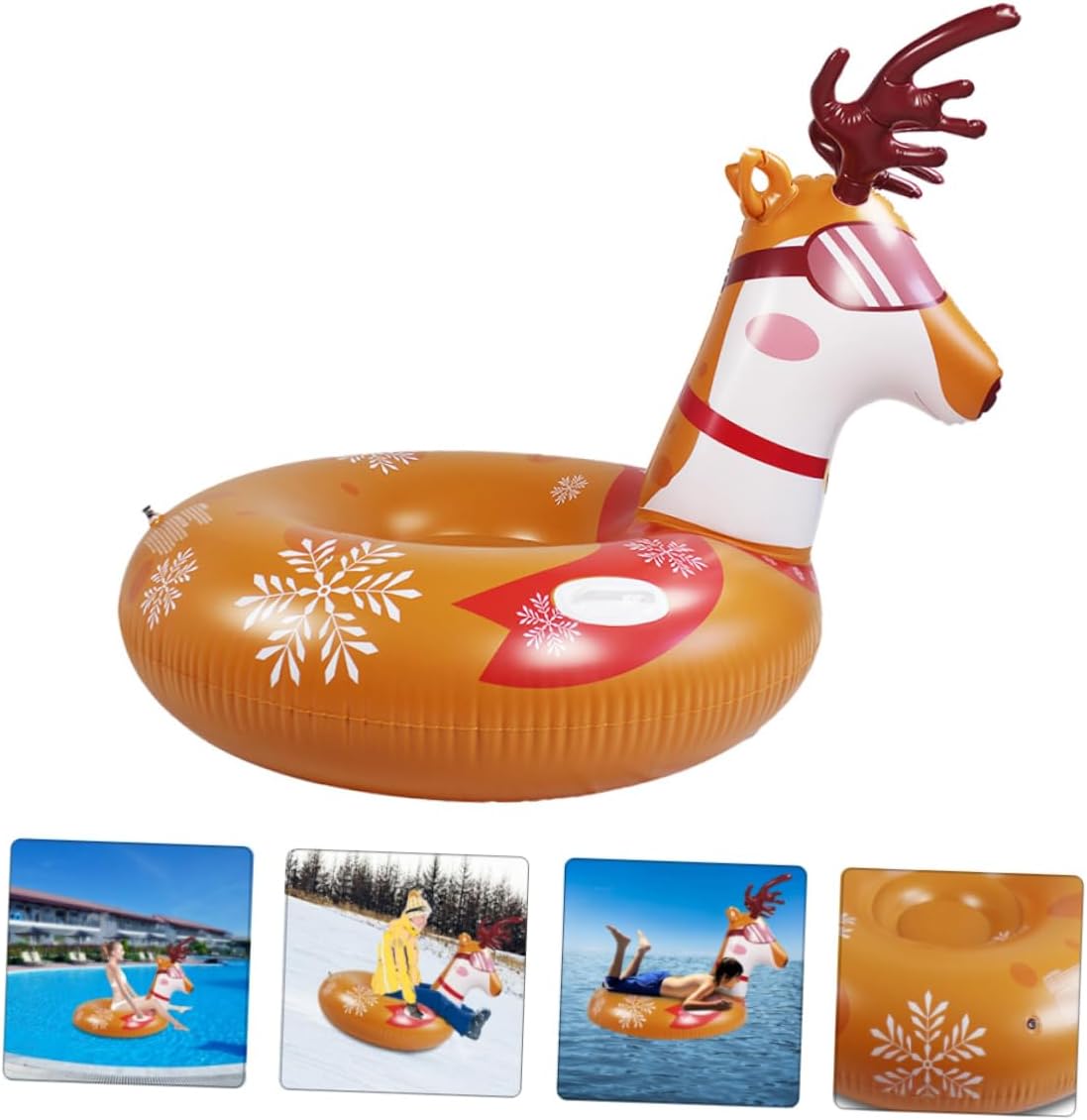 KESYOO Inflatable Deer Snow Tube for Adults Thickened Wear Resistant PVC Sled with Safety Valve Reusable Winter Outdoor Snow Sledding Equipment for Family Fun