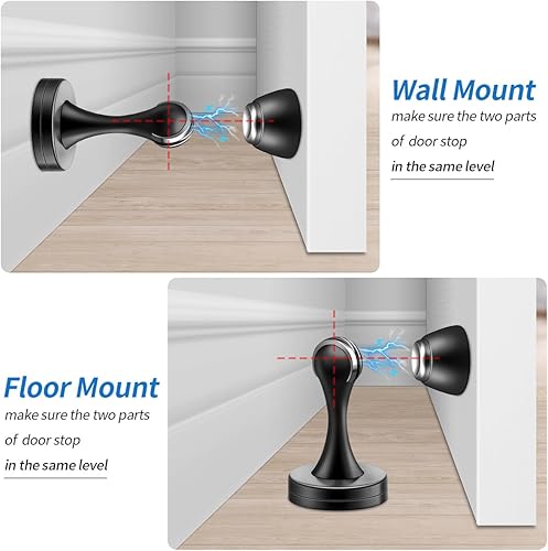 Vista 31 de KOLAKO Topes magnéticos para puerta, tope de puerta de acero inoxidable magnético níquel satinado cepillado, soporte de puerta montado en la pared