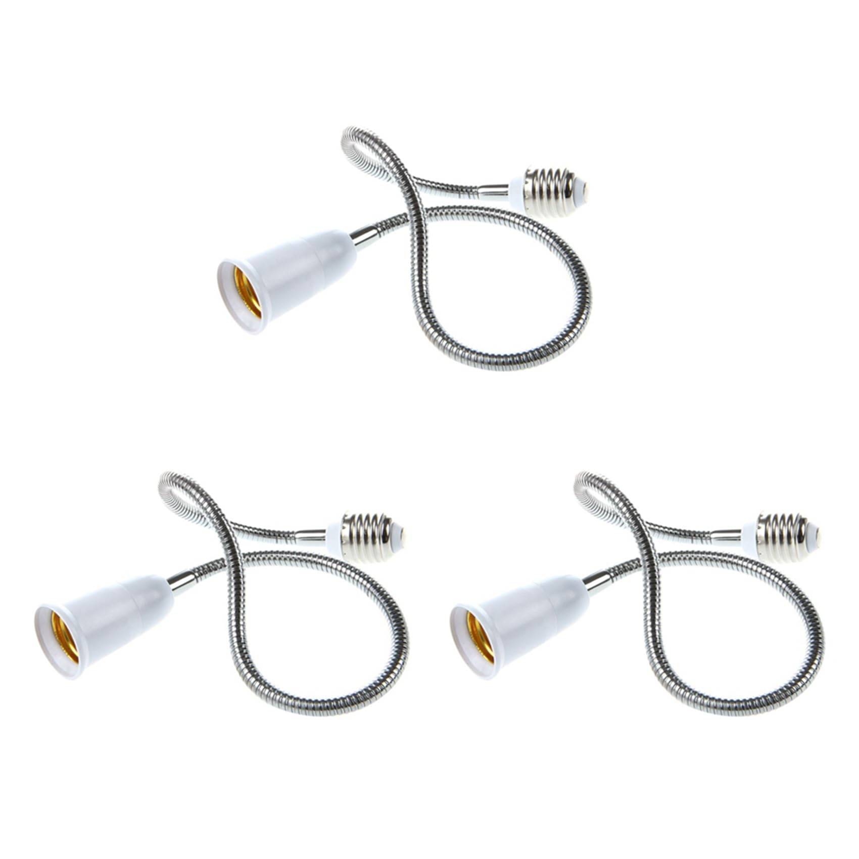 Jnchdghwa 3X E27 to E27 Light Lamp Bulb Flexible Extension Adaptor Converter (White,60cm)