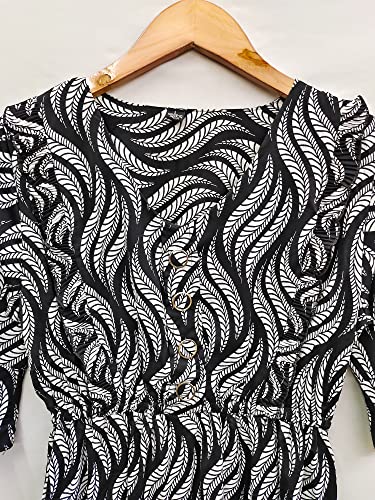 Image of Leriya Fashion Dresses for Women || Crepe Abstract Printed Dresses for Girls || Ruffled Sleeve Knee-Length mini Dress || Perfect for Outing || Travel || Casual Wear Flared one piece Dress for Women