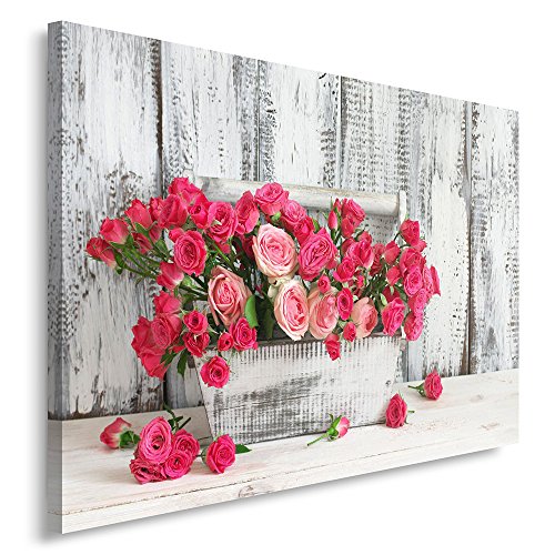 Feeby Impression sur Toile Roses 60x80 cm 1 pièce Tableaux Tableau Mural Image Moderne Décoration Murale Artistique Photographie Cuisine Salon Chambre à coucher Nature Rose Gris