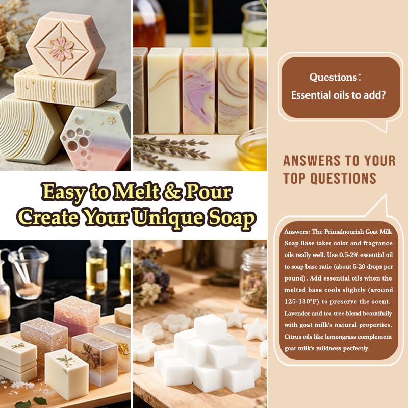 Goat Milk Soap Base, Melt and Pour Soap Base, Glycerin Soap Base, Vegetable, Easy to Cut, Soap Base for Soap Making, 2LB, Unscented image 5