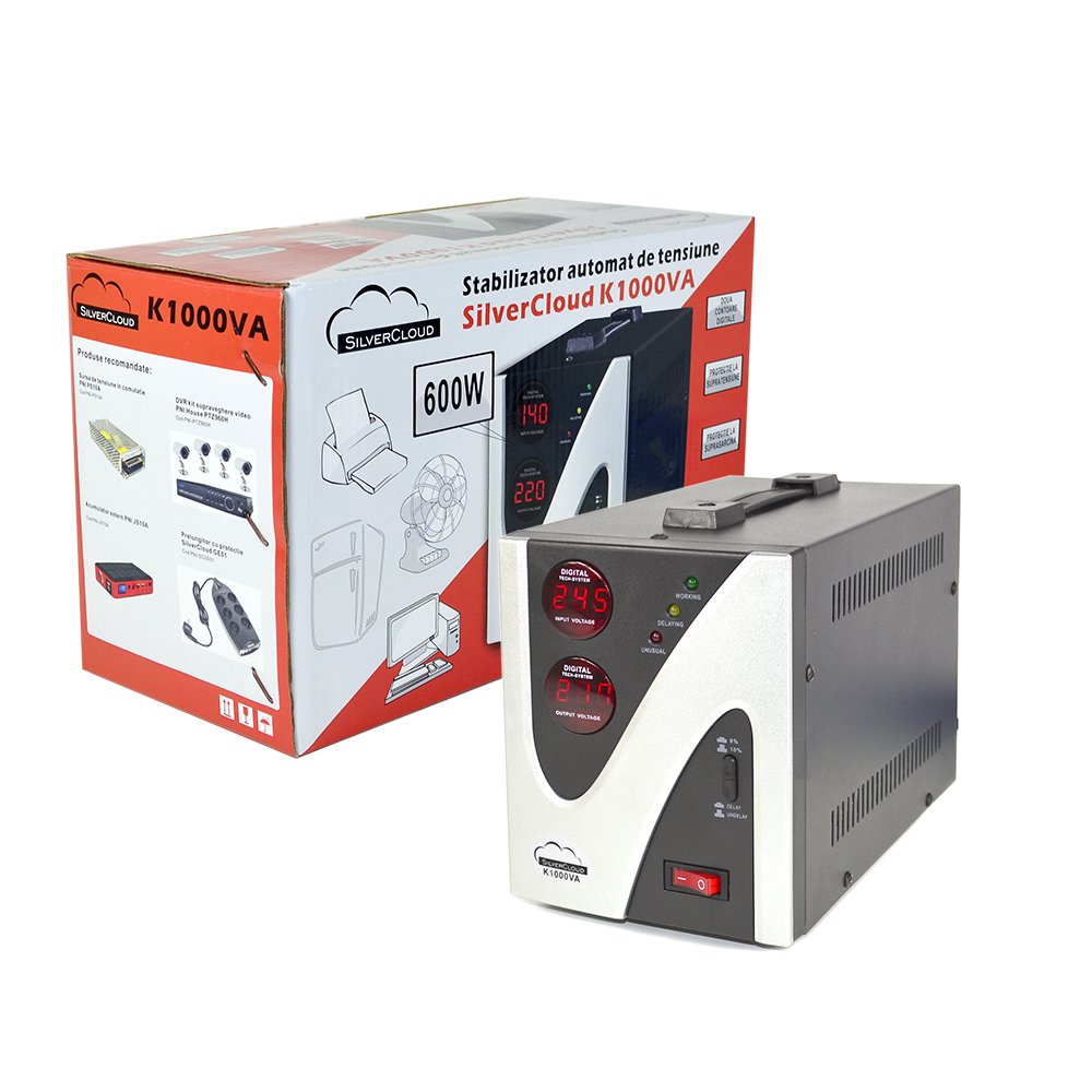 Voltage Converter Stabilizer SilverCloud 1000VA 600W