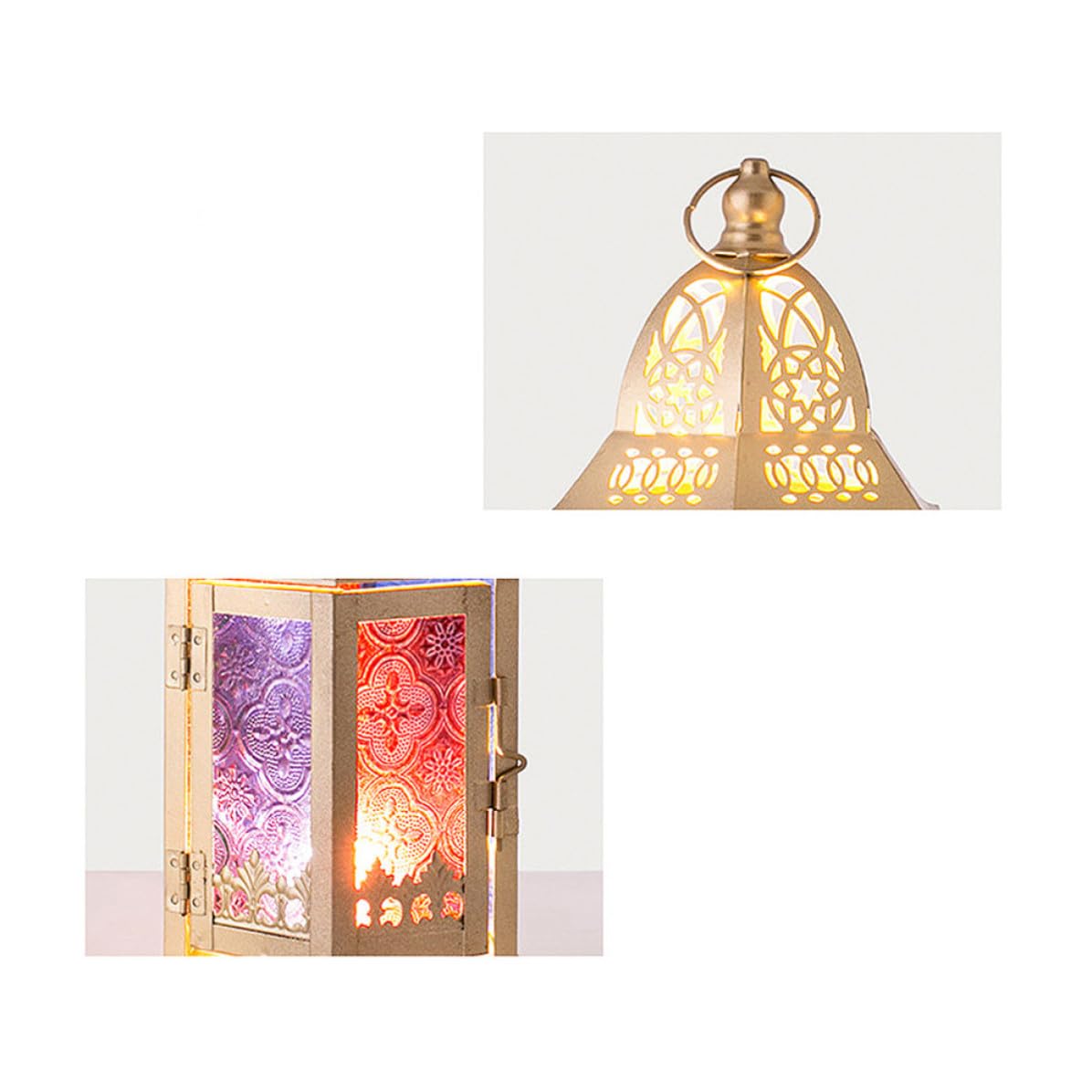 2 Pezzi Portacandele in Ferro e Vetro, Stile Europeo, Decorativo