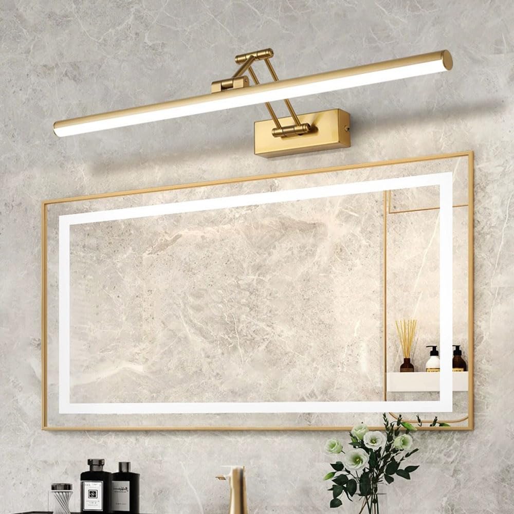 Jadssox Goldene Badezimmerleuchte über dem Spiegel, LED-Schminktischlampe, verstellbare Spiegelfrontbeleuchtung, Moderne Spiegelschranklampen, Bilderleuchten, Ankleidezimmer-Schminktischlampen