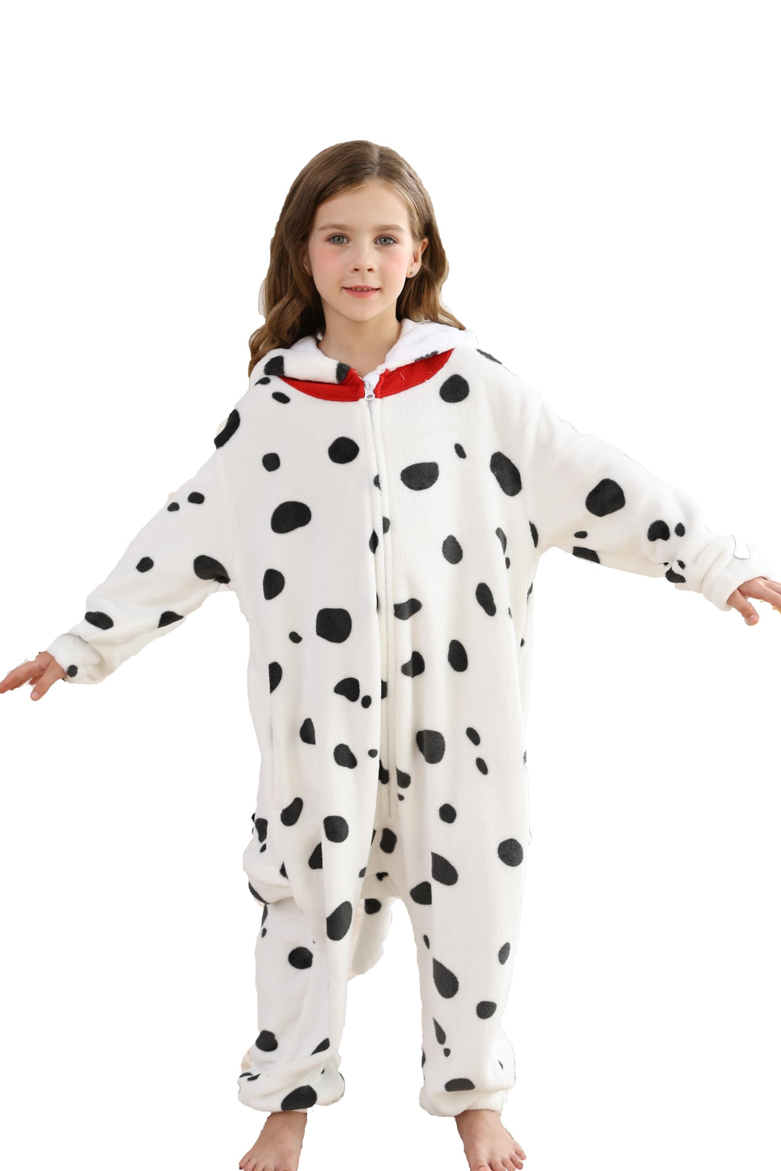 DarkCom Animal Onesie for Kids,Flannel Cosplay Dalmatian Halloween Costume Parent-Child Sleepwear for Girls Boys 4-5 T - Image 3