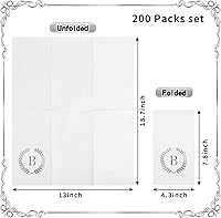 Vista 2 de Paquete de 200 servilletas desechables con monograma de papel de aluminio plateado con letra B, toallas de papel desechables para boda, compromiso