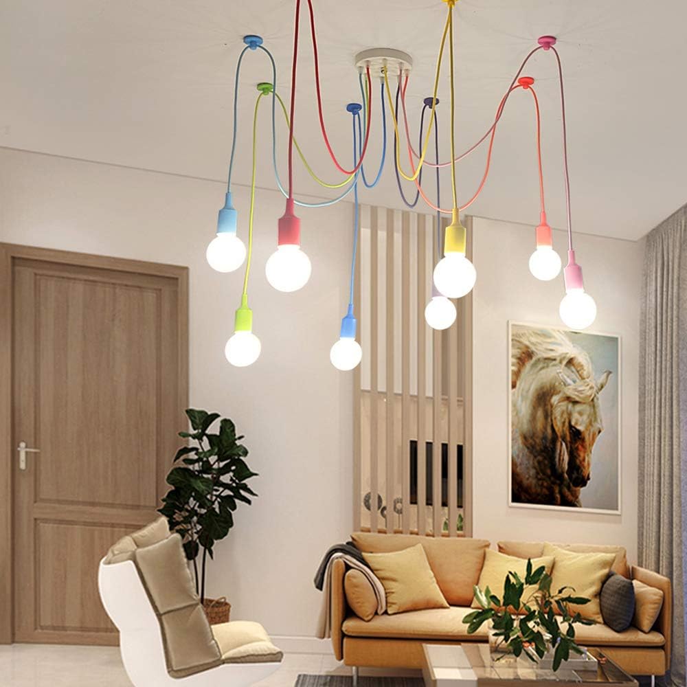 Ceiling Spider Lamp Light Modern Chandelier Adjustable DIY Pendant Lighting Color Hanging for Children's Room Bedroom Dining Living Room Girls Boy's Room 8 Arms(Each with 59" Wire) : Tools & Home Improvement