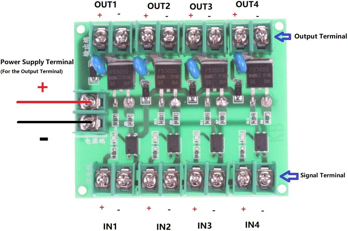 NOYITO DC Control 4-Channel FET Module MOS Electronic Switch Control Board Output Controlled Voltage 5V-36V 5A Input Output Completely Isolated