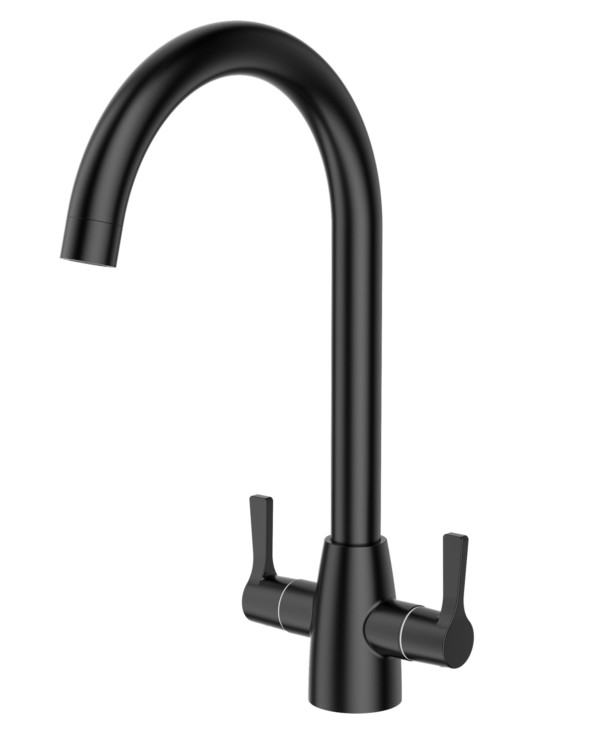 FORIOUS Kitchen Mixer Tap, Monobloc Kitchen Sink Taps 1 Hole with Dual Lever 360 Swivel, Suitable for Home Kitchens, RVs, Camping, Matte Black