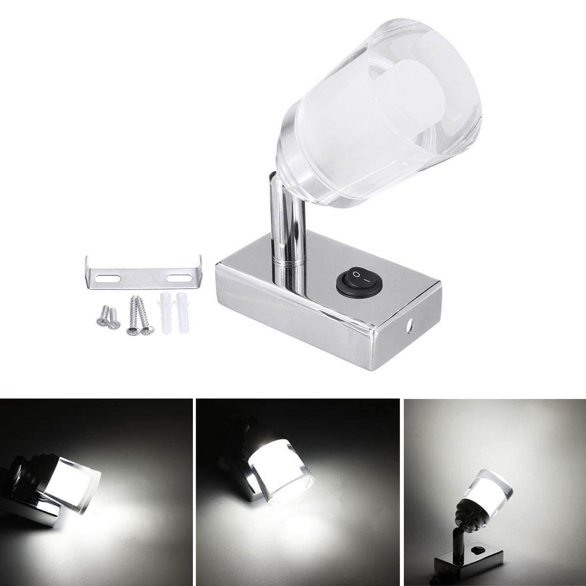 Lampe de chevet LED pivotante avec interrupteur, spot orientable 12V-24V basse consommation