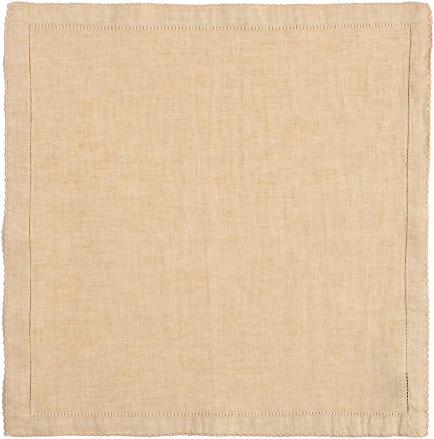 Nilüfer Nakışlı Kroşetalı Keten%100 Keten Peçete 45x45 Cm Bej