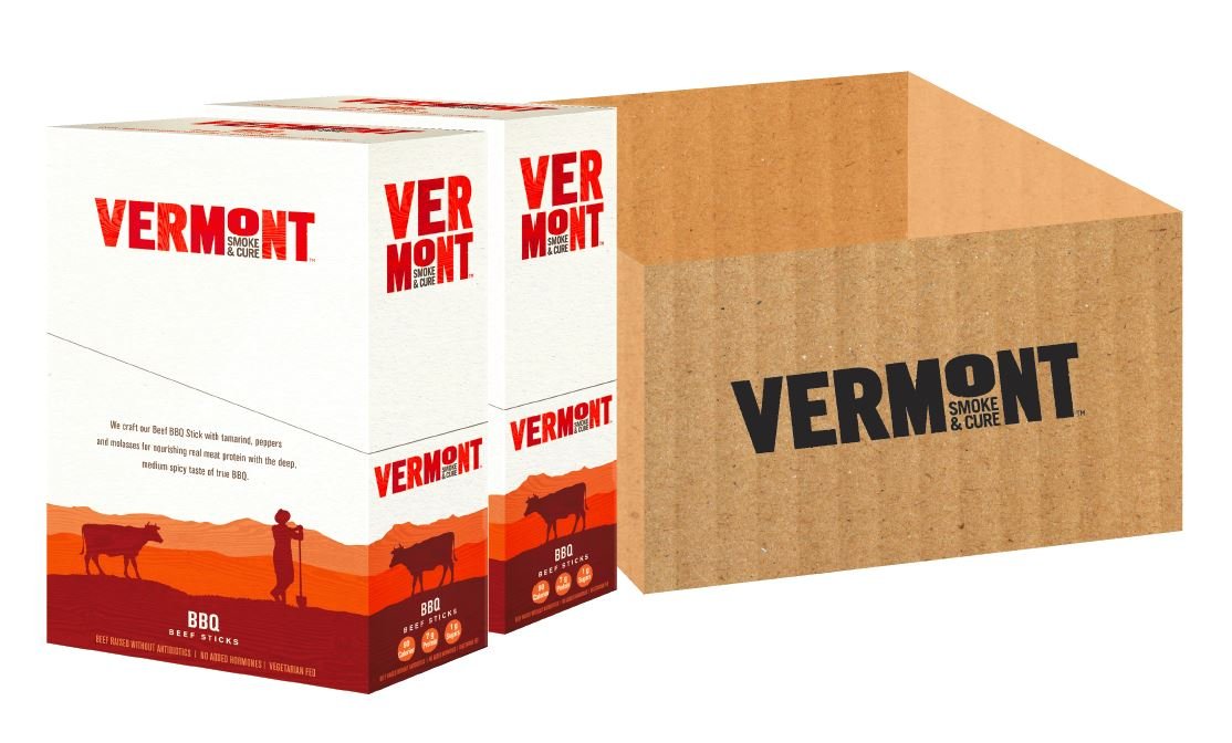 Vermont Smoke and Cure Meat Sticks - Gluten-Free - BBQ Beef - Great Keto Snack - High in Protein - Low Sugar Stick - 1 oz Jerky Stick - 48 Count