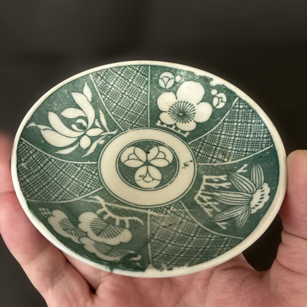 江戸〜明治時代　小皿　骨董品　アンティーク Amazon | 100年以上前 明治〜大正時代物 骨董アンティーク 緑が美しい