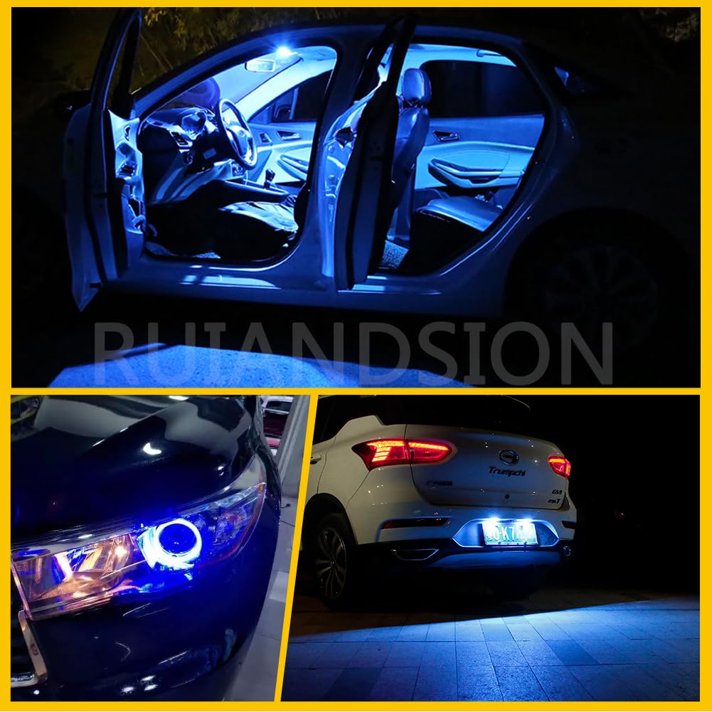 Ruiandsion Lampadina LED Blu Cuneo 501 T10 W5W Confezione 40pz, 5 SMD 5050 150 Lumen 12V DC, Luci Interne Porte Targa Posizione per Auto Furgoni Moto - Fornitura All'ingrosso Officina