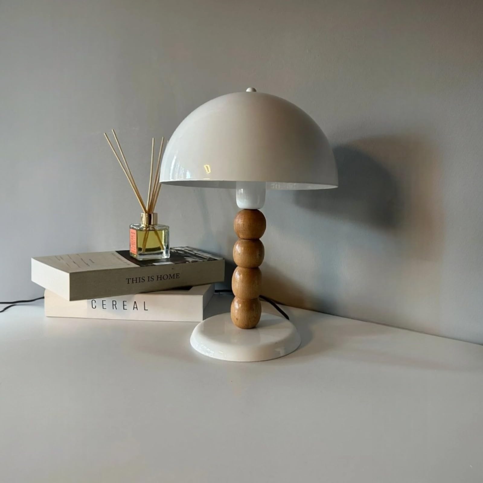 bamyum Lipeo Table Lamp, Mushroom Lamp E27 Modern Desk Lamp, Metal Bedside Lamps for Bedroom Living Room Office Study Room Library, Nightstand Mushroom Decor for Home, White