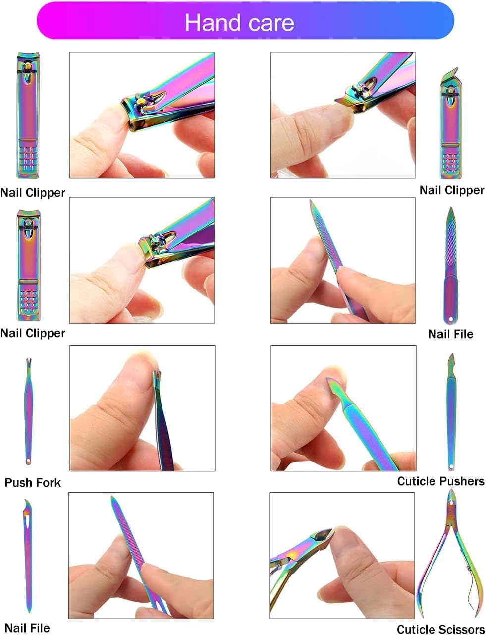MEI DE MODA Manicure Set Nail Clippers Set Pedicure 18 Pieces Stainless Steel Manicure Kit Professional Grooming Care Tools Nose Hair Scissors Nail File.The Best Gift with Luxurious Case (Rainbow_18) 3