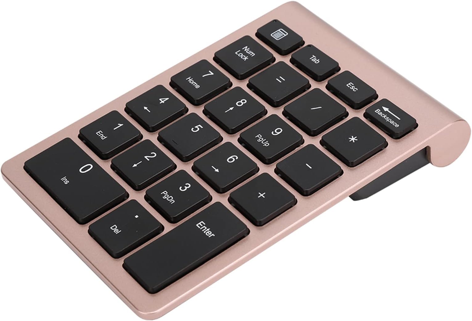 Eacam Numeric Keypad Ergonomic 22 Keys Wireless Mini Keyboard for 7/8/10, Support for Office Home Working, ABS Material (Pink Gold)