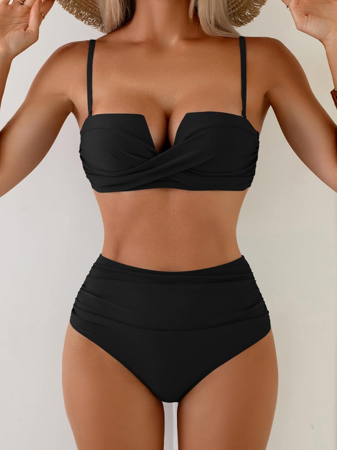 Push Up Bikini Sets for Women Wrap Two Piece Swimsuit Tummy Control Bathing Suit Tie Back Swimwear Color Block - Image 5