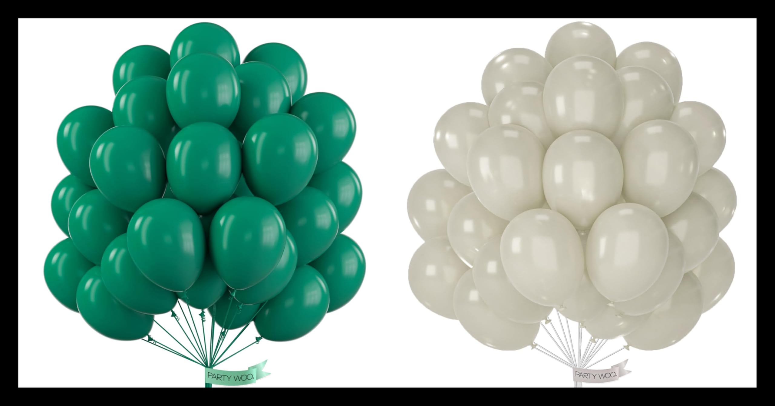 PartyWoo Forest Green Balloons 51 pcs and PartyWoo White Sand Balloons 50 pcs
