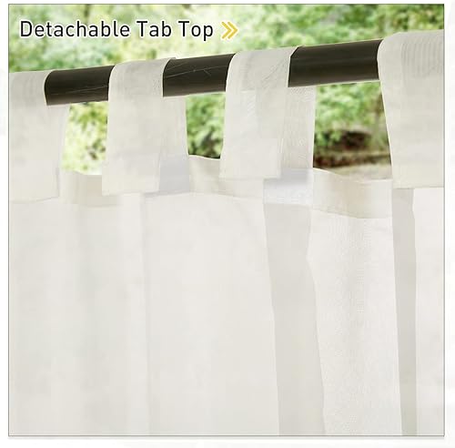 Miniatura 3 de NICETOWN Cortina transparente para exteriores impermeable para patio, desmontable, con pestañas adhesivas, elegante panel transparente, cortina
