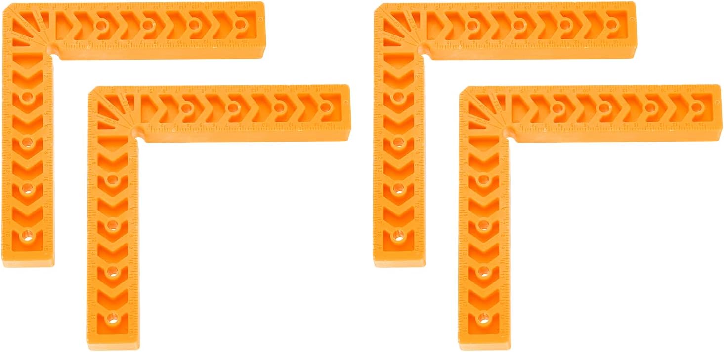 HARFINGTON 4Pcs Corner Clamp 90 Degree 8" Right Angle Clamp for Woodworking, ABS Plastic Positioning Square Tool for Picture Frame Box Cabinets Drawers, Yellow