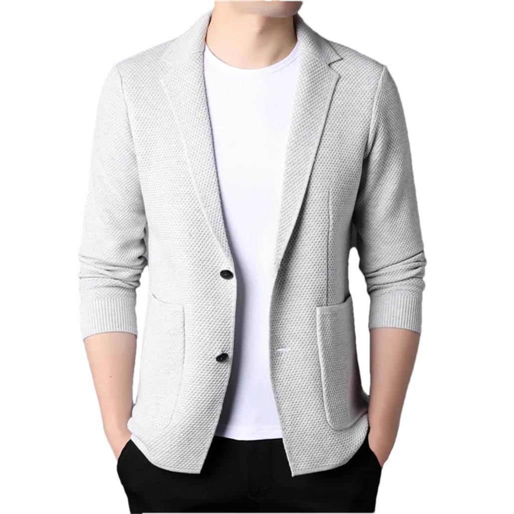 Suéteres gruesos casuales para hombre, cárdigan, cuello de traje de dos botones, abrigo de punto