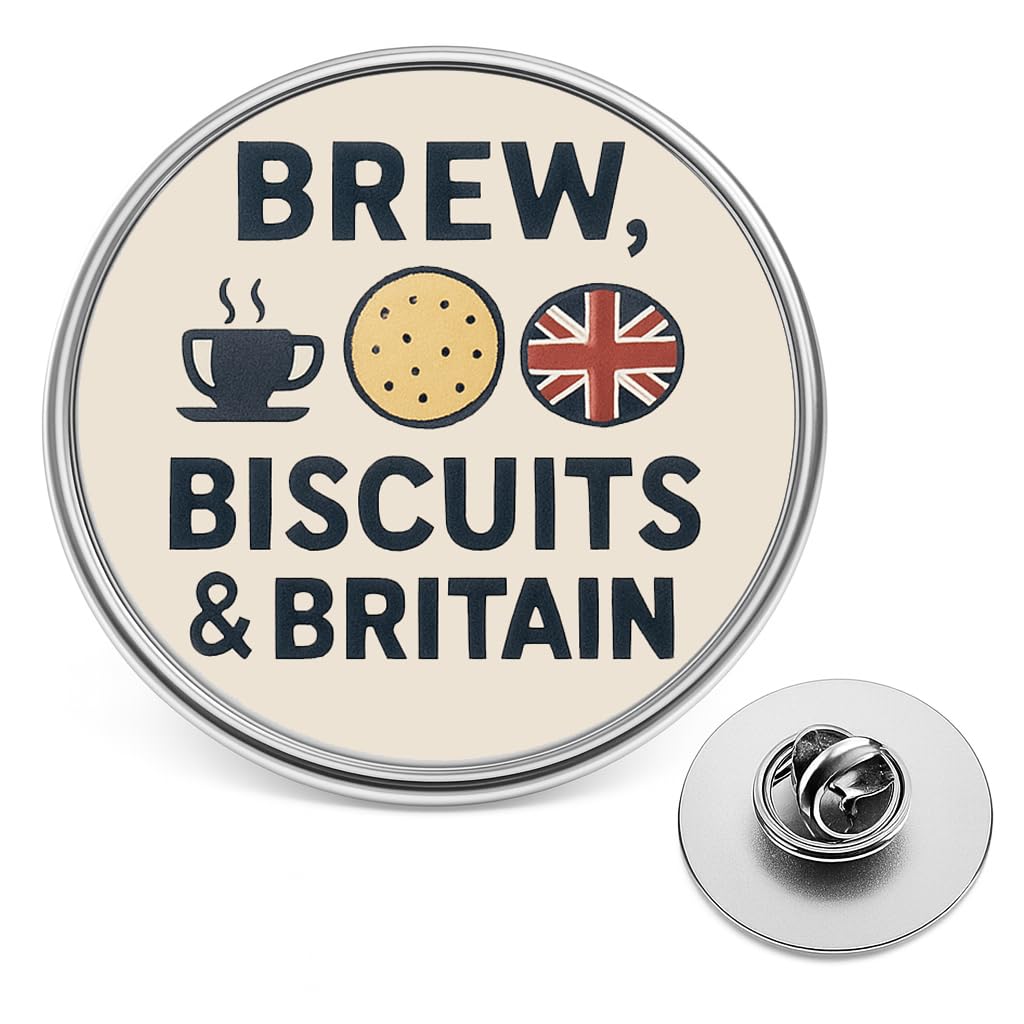 British Union Jack Lapel Pin Badge – UK Flag Brooch with Butterfly Clutch, Patriotic Souvenir for Royal Events, Remembrance Day, Veterans & National Celebrations (20mm) (Brew Biscuits)
