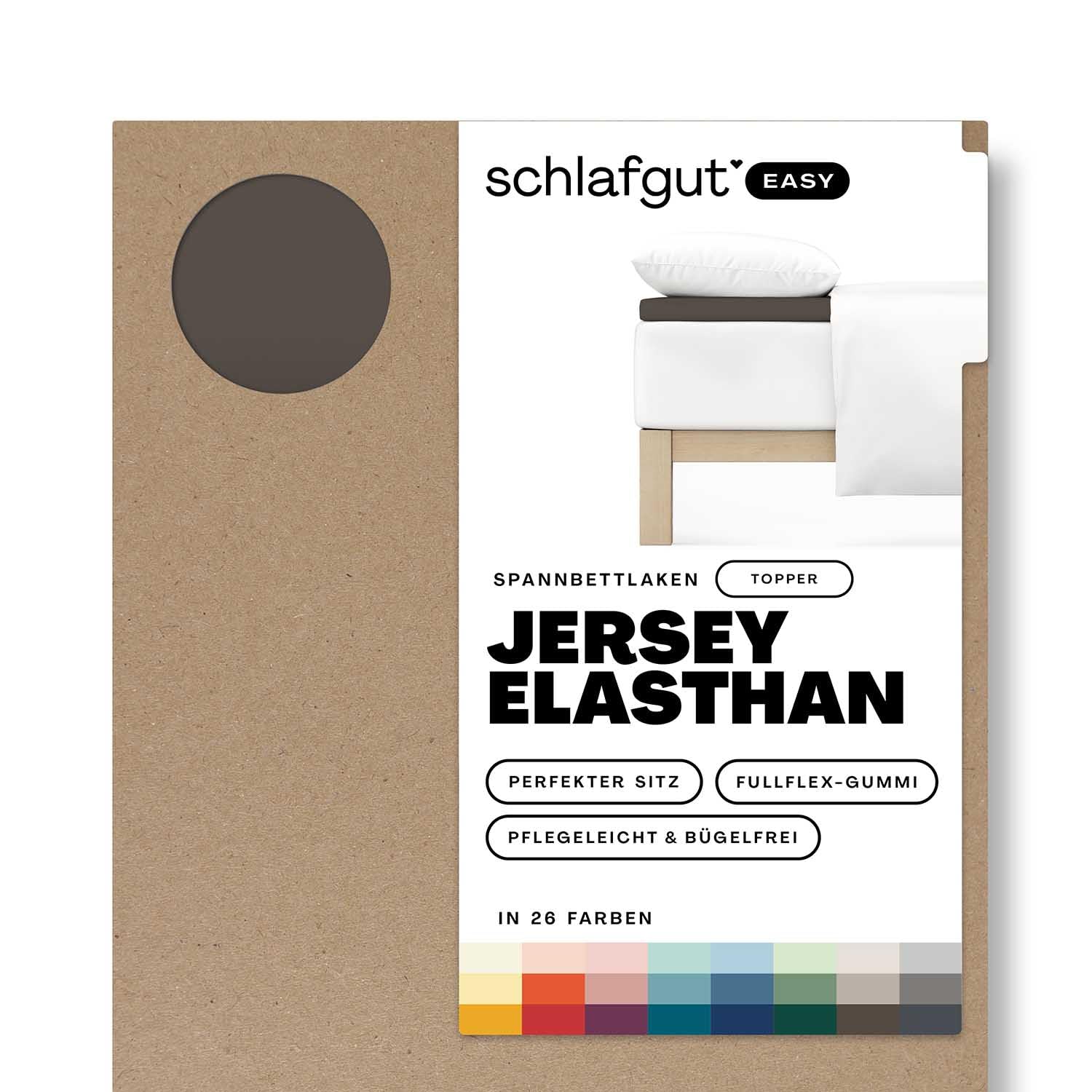 Schlafgut Easy Jersey Elasthan Topper Spannbettlaken 180x200 bis 200x220 Sand Deep, Spannbetttuch aus superweicher Baumwolle mit Elasthan