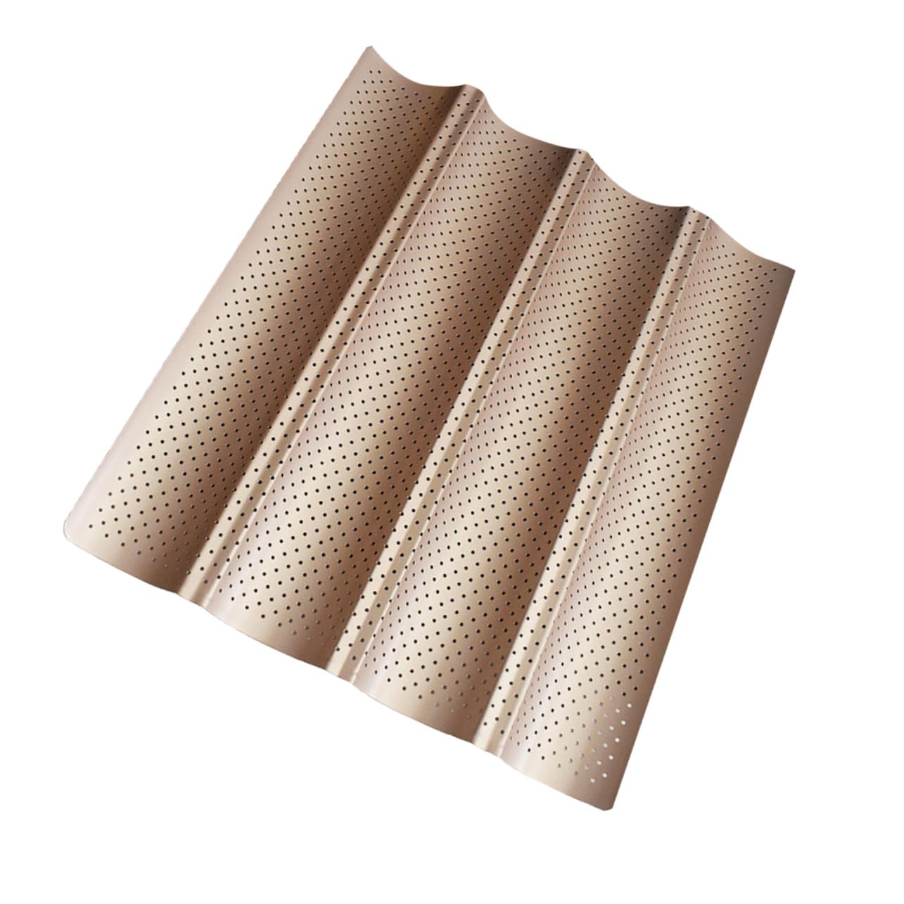 Molde para Baguette con Ranuras Bandeja Perforada Antiadherente Resistente al Calor para Hornear Pan Francés Casa Bandeja Reutilizable Fácil de Limpiar y Segura Color Dorado
