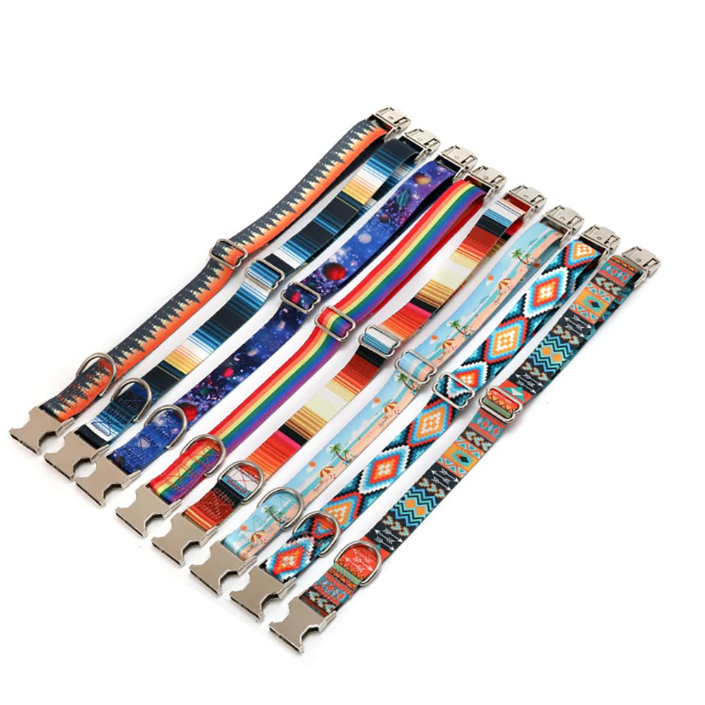 Dog Collar and Leash Set, Quick Release Buckle Soft Durable Print Puppy Collars Adjustable for Small Medium Large Pet Male Dogs Boy Cat Rhombus M