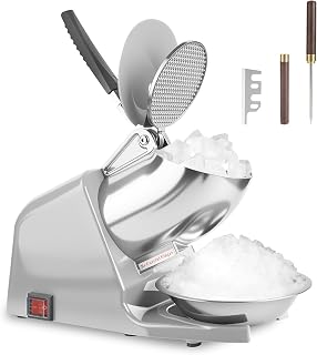 143 lbs/hr Electric Ice Crusher, 300W Ice Shaver, 2000 RPM Shaved Ice Machine with Extra Blade and Ice Pick for Home and Commercial Use, ETL-Listed, Silver, Single Blade