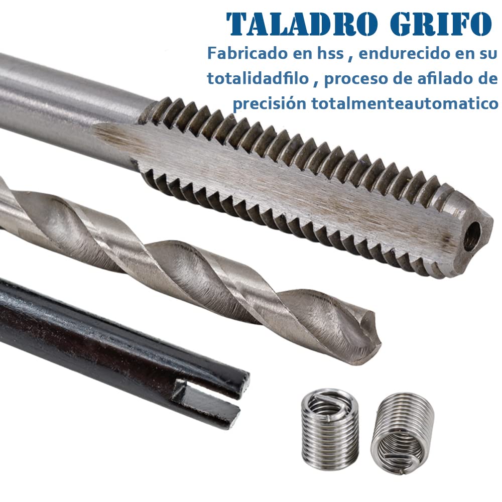 30 Piezas M6 Kit de Reparación de Rosca Juego de Reparación de Roscas Helicoil Kit Helicoidales Herramientas, Kit de Inserción de Reparación de Roscas
