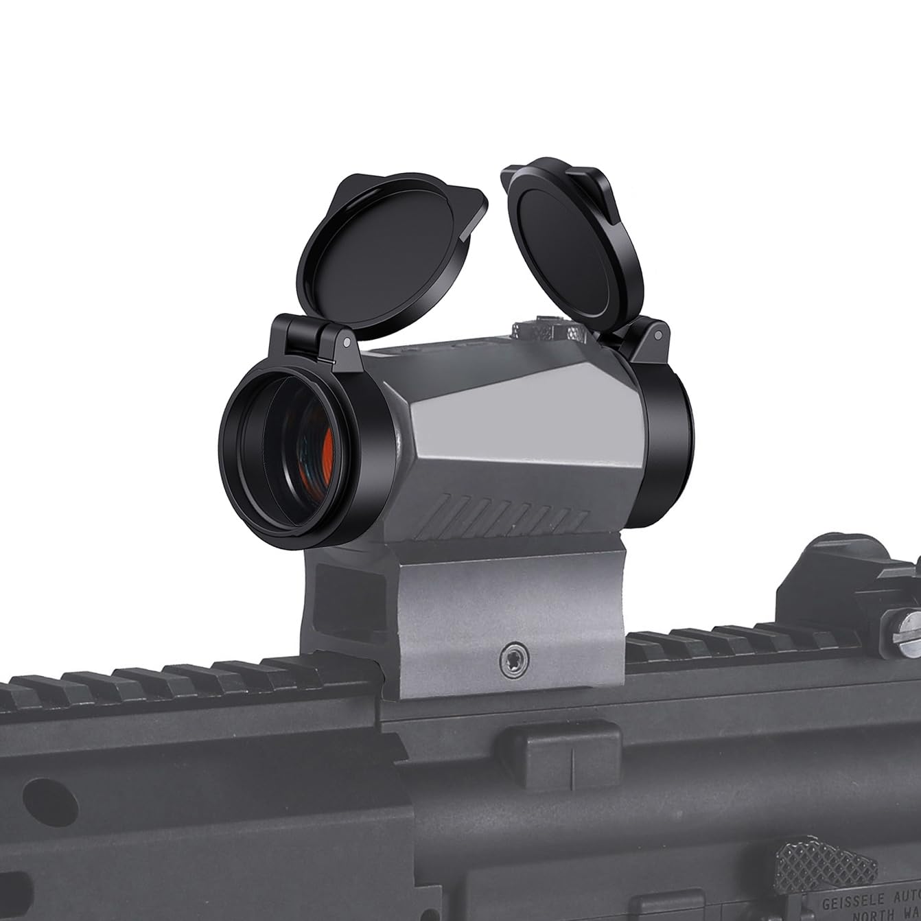 Flip-up Red Dot Lens Cover Black Protection Caps for Sig Sauer Romeo5 (Not fit Romeo5 Gen II) & Optics Sight with 28mm Diameter Ocular/Objective Lips