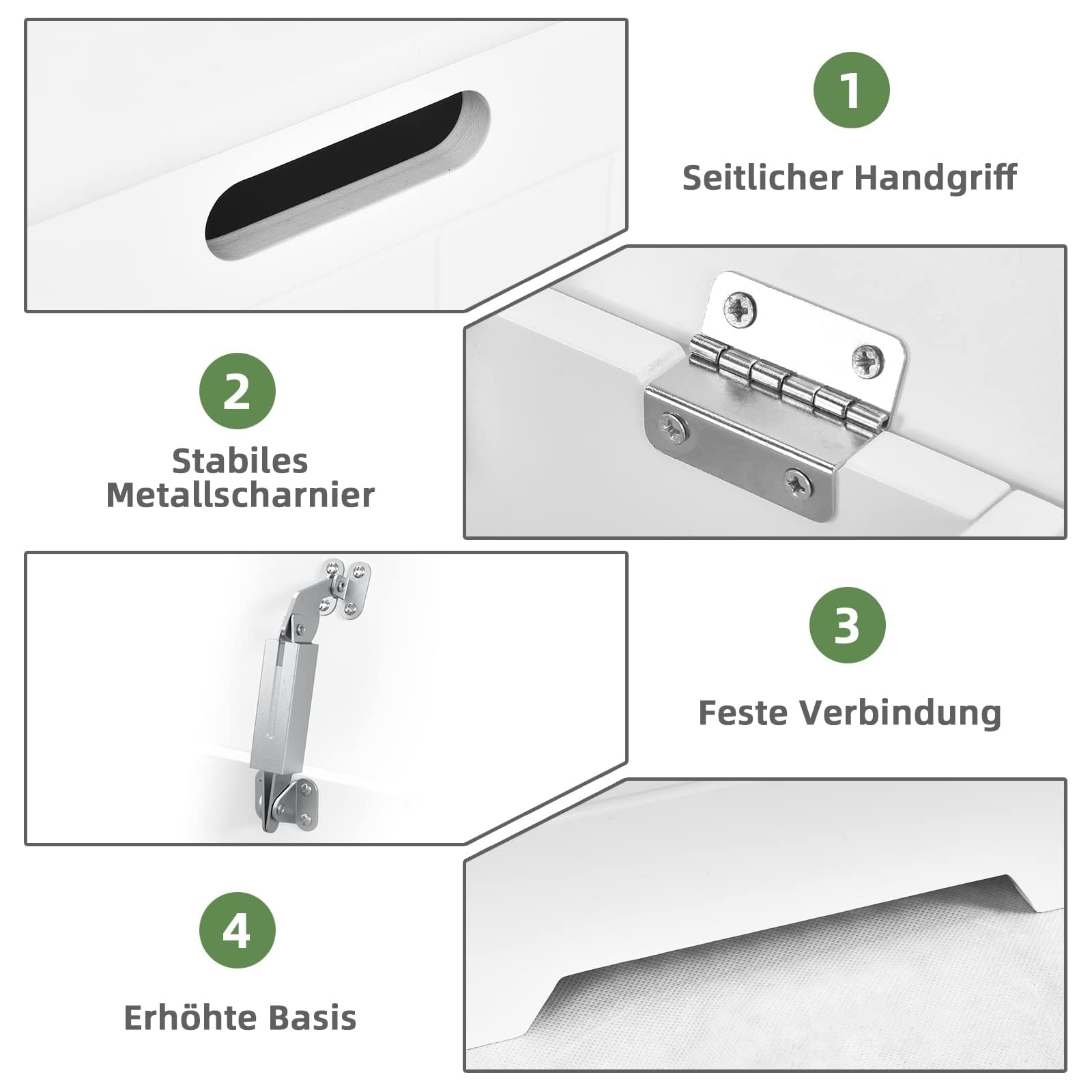 COSTWAY Wäschekorb mit Deckel, Wäschesammler 30cm breit, Wäscheschrank, Wäschetruhe Holz, Badschrank schmal, Aufbewahrungsschrank für Badezimmer & Waschküche, weiß