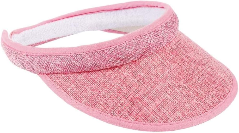 Men Women Straw-Pork-Pie-Hats Classic Boater Hat with Black Summer Women Beach Hats Mens Hat (Pink, One Size)
