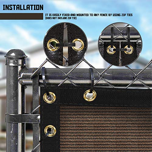 Tang Sunshades Depot 4'Ftx50'Ft Brown Privacy Fence Screen Temporary Windscreen Park Tennis Court School Home 150 Gsm Heavy Netting Fence Cover 88% Privacy Blockage Excellent Airflow 3 Years Warranty #TOP2