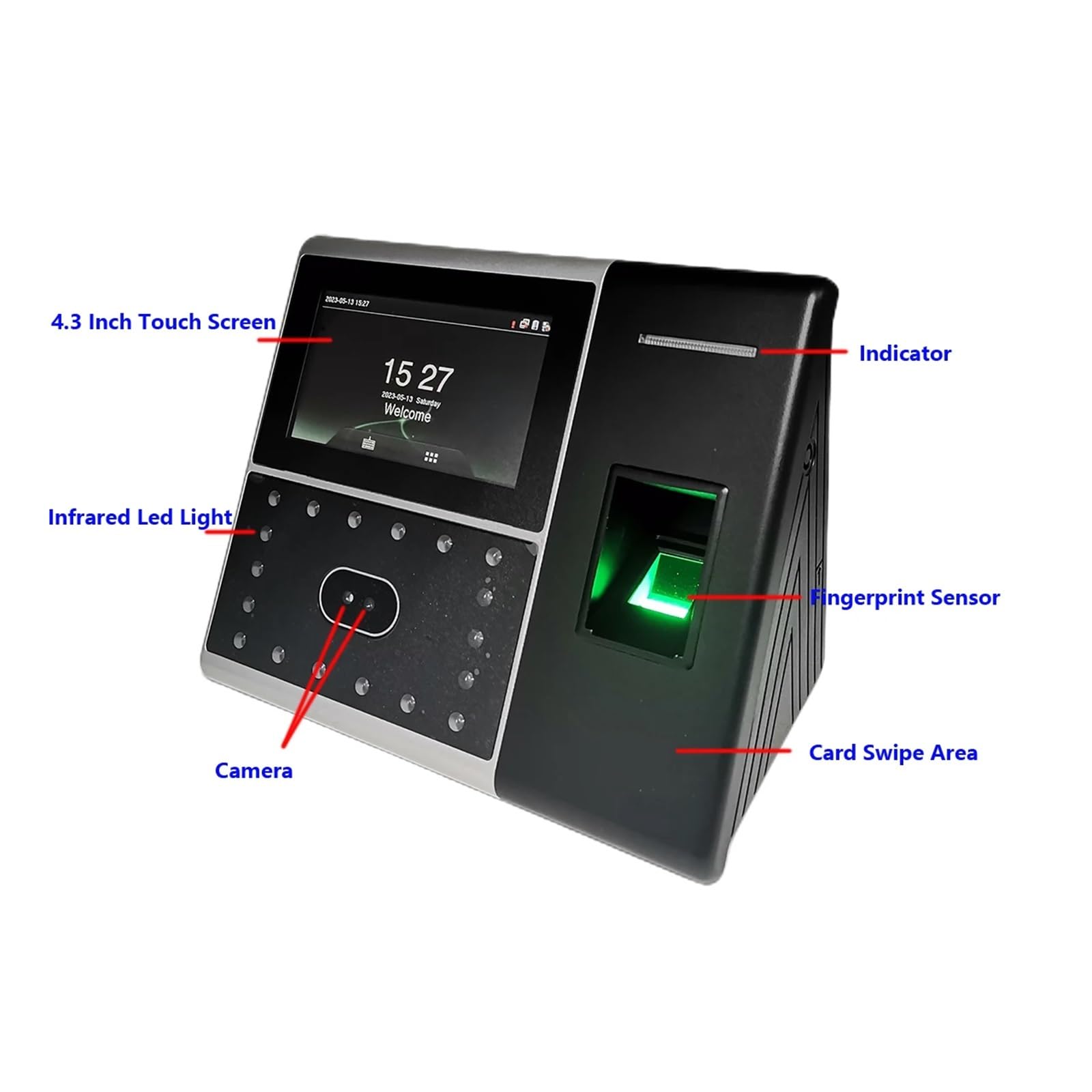 Sistema di Rilevazione Presenze Biometrico Facciale Wi-Fi, Gestione delle Presenze dei Dipendenti Tramite Impronte Digitali, Dispositivo Elettronico per Piccole Imprese,