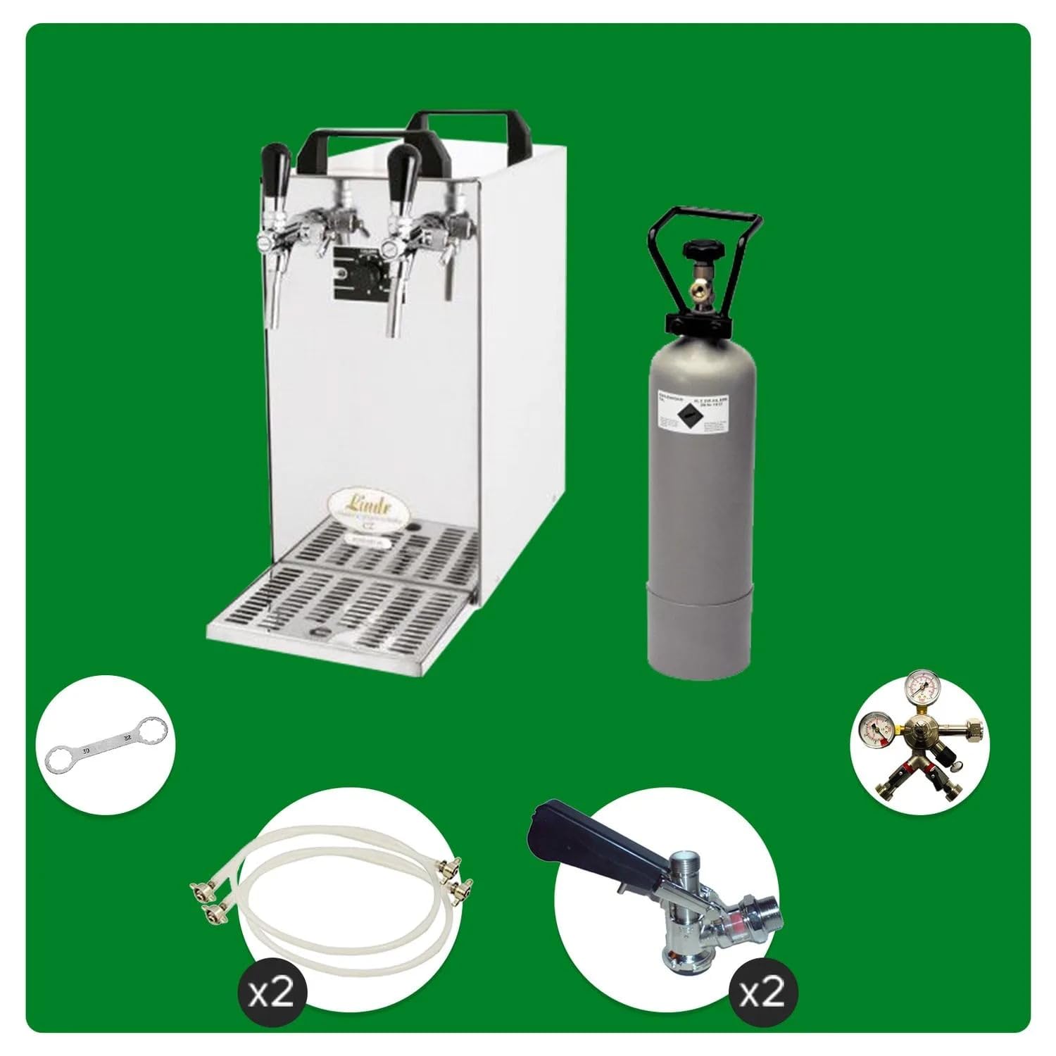 ich-zapfe Ensemble Complet Tireuse a Biere - Kontakt 40 Machine a Biere, Pompe a Biere 2 Lignes, 50 litres/h, Professionnelle, KEG:Type S, KEG 2:Type S